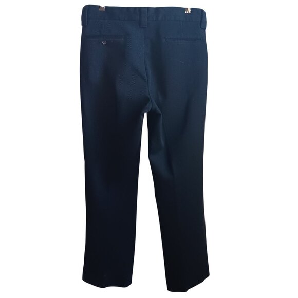 33x29 Vintage 70's Pants Farah Mens Black Textured Herringbone Dress Steel Zip - Picture 2 of 5